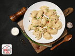 Varenyky mit Kartoffeln und knusprigem Speck