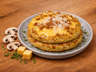 Деруни з грибами та сирним соусом