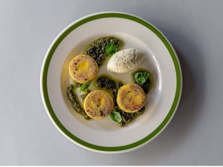 Сирники з рікоти та соусом песто