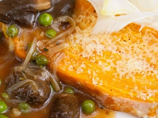 Гратен з батату,фуме зі зморшками , фенхель