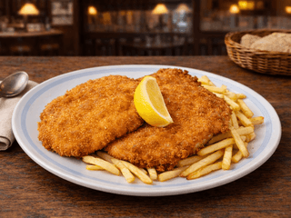 Smažené řízečky z vepřové panenky s bramborovým salátem