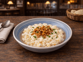 Bramborové halušky s ovčí brynzou a slaninou