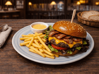 Hovězí burger se slaninou a cheddarem