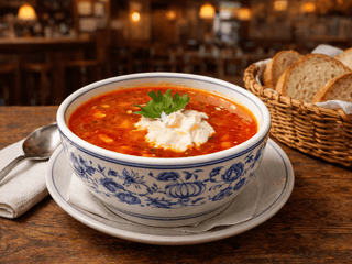 Boršč se zeleninou a masem