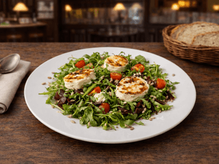 Směs trhaných salátů s grilovaným kozím sýrem