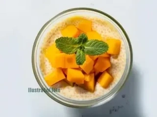 TAPIOCA WITH MANGO, POMEGRANATE, COCONUT MILK, MINT