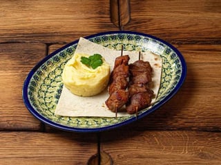 Шашлик курячий дитячий з картопляним пюре