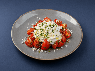 Pink Tomato Salad with Feta Mousse