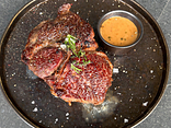 Стейк Рібай з карпатської телятини з перцевим соусом (Ribeye steak from Carpathian veal with pepper sauce)