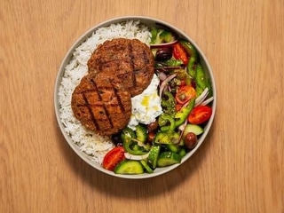 Vegan Bifteki Rice Bowl