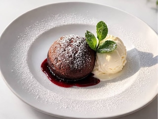 Fondant czekoladowy z gałka lodów