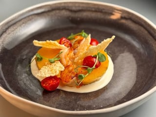 Гарбузовий стейк з креветкою