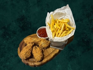 Курячі крильця з картоплею-фрі