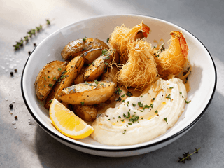 Хрумкі кревекти катаіфі з печеною картоплею 