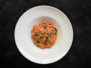 Rizoni Pasta with Puttanesca Sauce