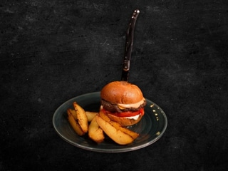 Beef Burger with Roasted Peppers & Tartar Sauce