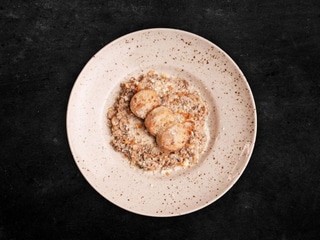 Turkey Patties with Truffle Buckwheat and Parmesan