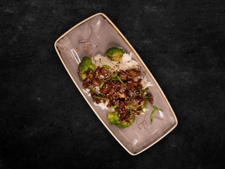 Mongolian Beef with Rice & Broccoli