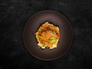 Braised Perch with Vegetables & Mashed Potatoes