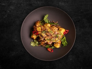 Grilled Chicken Fillet with Tempura Eggplant in Unagi Sauce