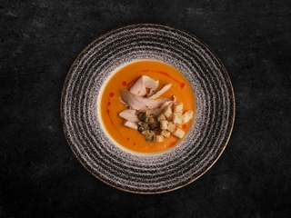 Creamy Pumpkin Soup with Roasted Turkey