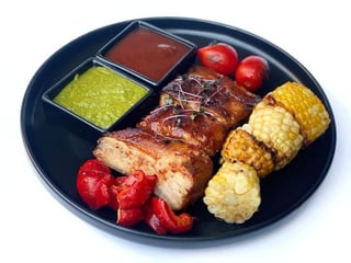 Spicy BBQ Pork Ribs with Grilled Vegetables