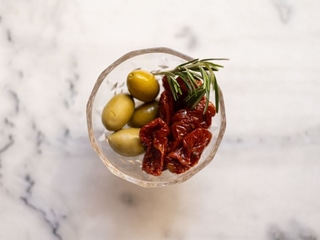 Olives with pites and dried tomato