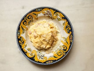 Спагеті карбонара з панчетою та сиром Грана Падано