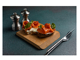 Bruschetta with salmon and kimchi tomatoes