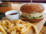 Бургер курячий з картоплею Фрі