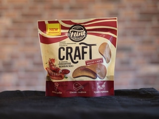 Грінки житньо-пшеничні хвилясті TM Flint Craft Grenki-Грінки житньо-пшеничні хвилясті Craft "Пікантні ковбаски" 80г