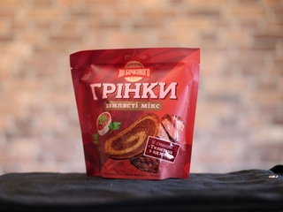 Грінки пшенично-житні хвилясті "Мікс"-Грінки "Мікс" зі смаком "Телятина з аджикою" 75г