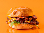 Salted caramel burger with bacon