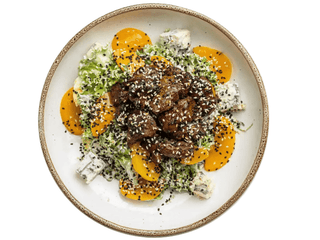 Салат з курячою печінкою та персиками