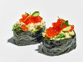 Octopus, wakame seaweed and salmon caviar			