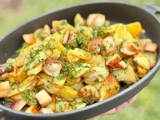 Картопля смажена  з білими грибами