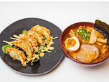 Kimchi ramen + chicken gyoza