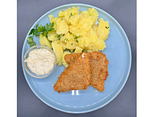 Menu 8: Vyprážaný syr, varené mastené zemiaky, domáca tatárska omáčka