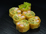 Springroll z krewetkami w tempurze i tamago (6 szt)