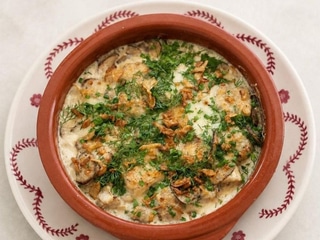 Creamy chicken, wild mushrooms