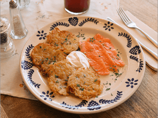 Draniki - Potato pancakes with salmon