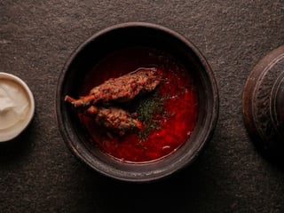 Борщ з люля кебабом з яловичини