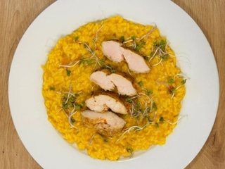 Krémové tekvicové rizoto s grilovaným Sous – vide kuracím steakom