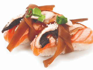 Nigiri Łosoś Opiekany z Węgorzem
